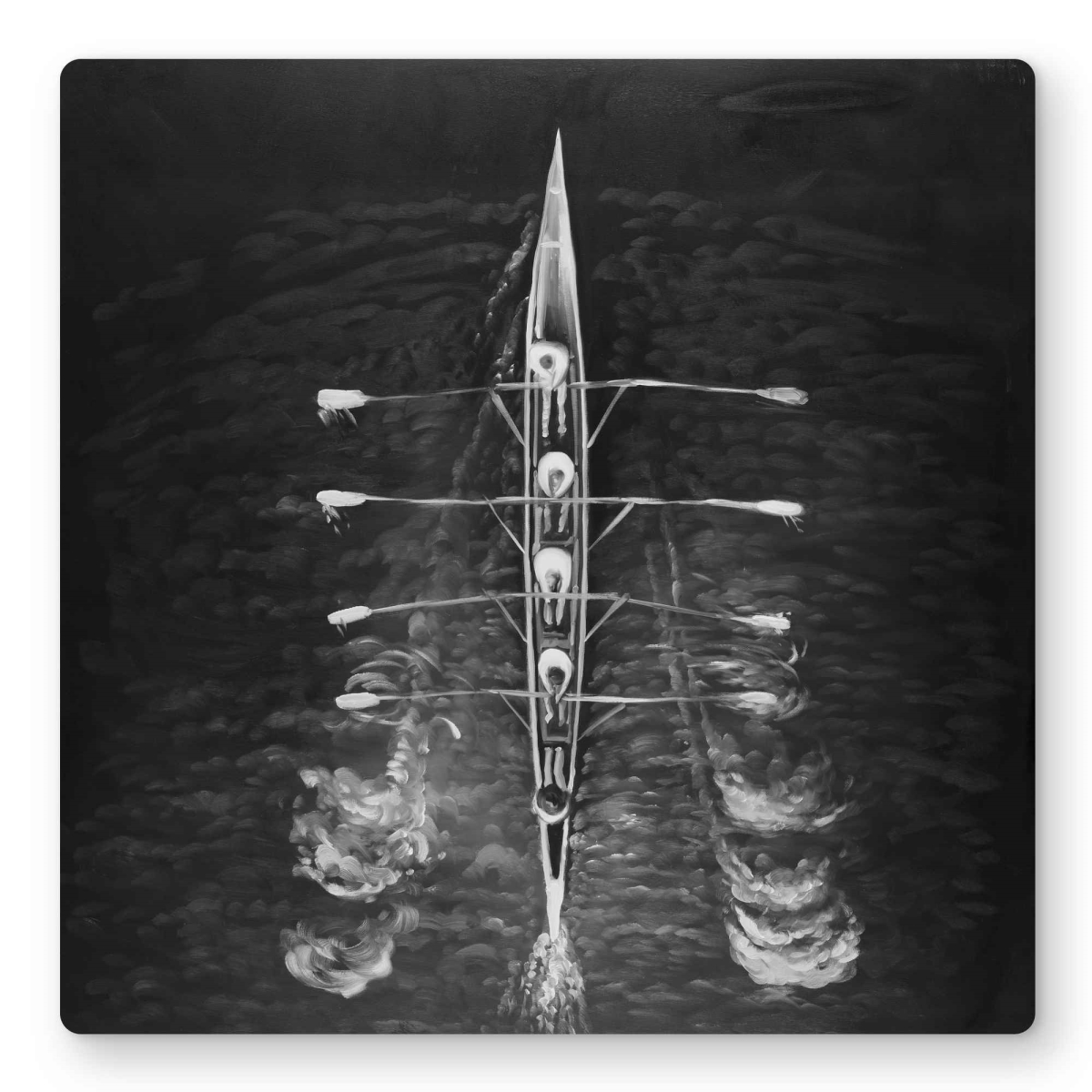 C1MP1616IOWDGN 16 x 16 in. Rowing Boat - Sports & Games Metal Print Wall Art for Man Cave Decor