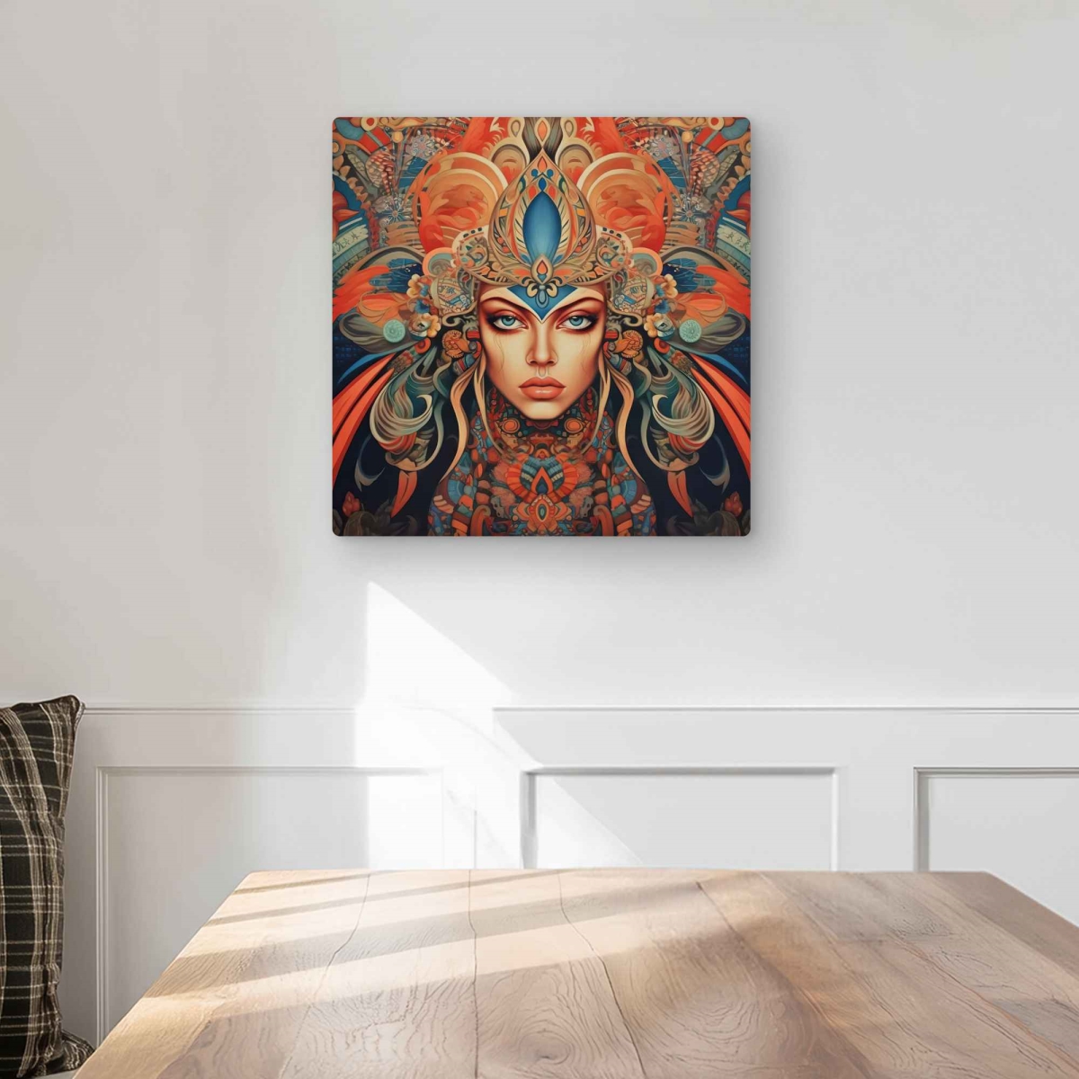 C1MP16167VC4VS 16 x 16 in. Ancient Goddess - Abstract Metal Print Wall Art for Man Cave Decor