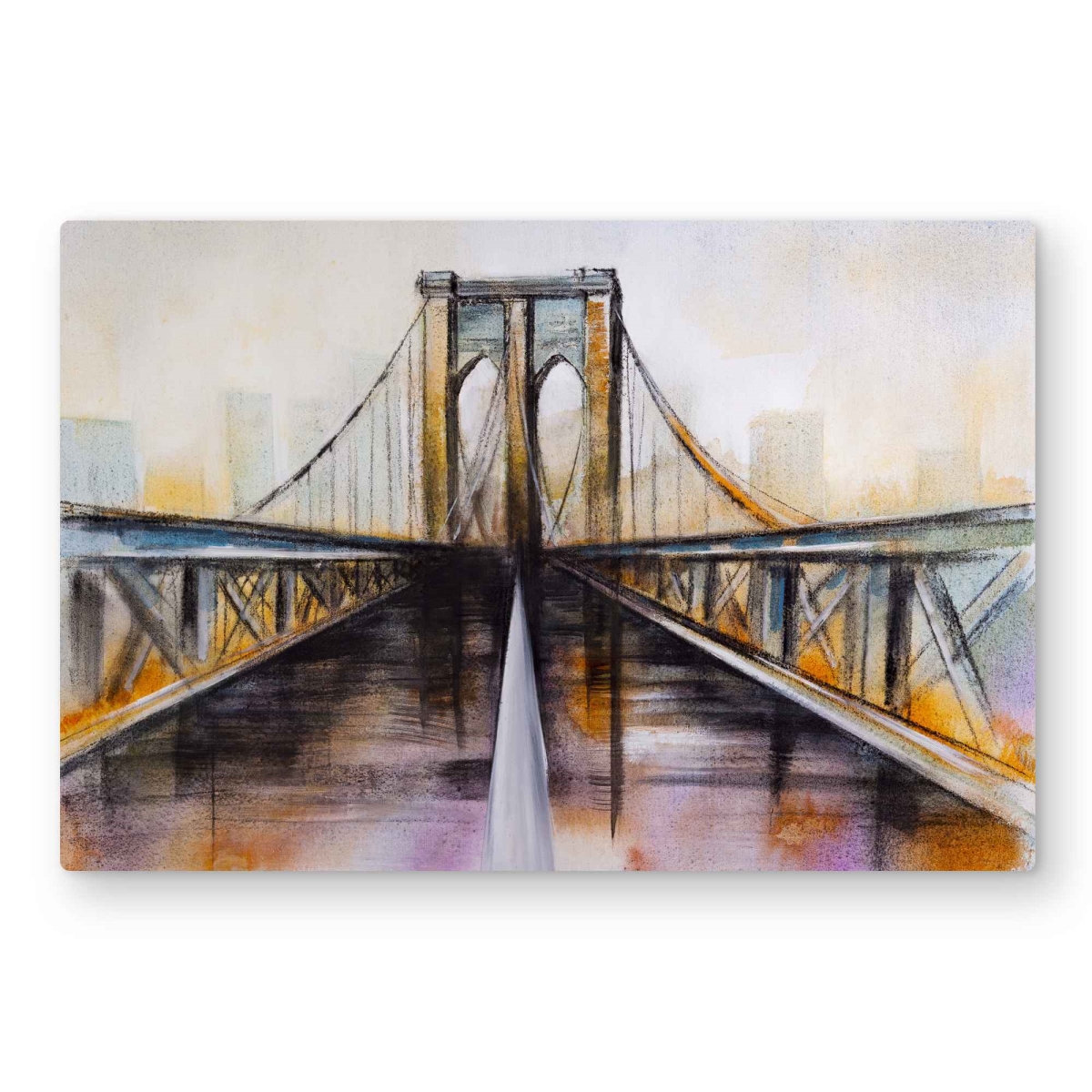 C1MP2030K60E15 20 x 30 in. Colorful Brooklyn Bridge Metal Print Wall Art - Bedroom Decor Art