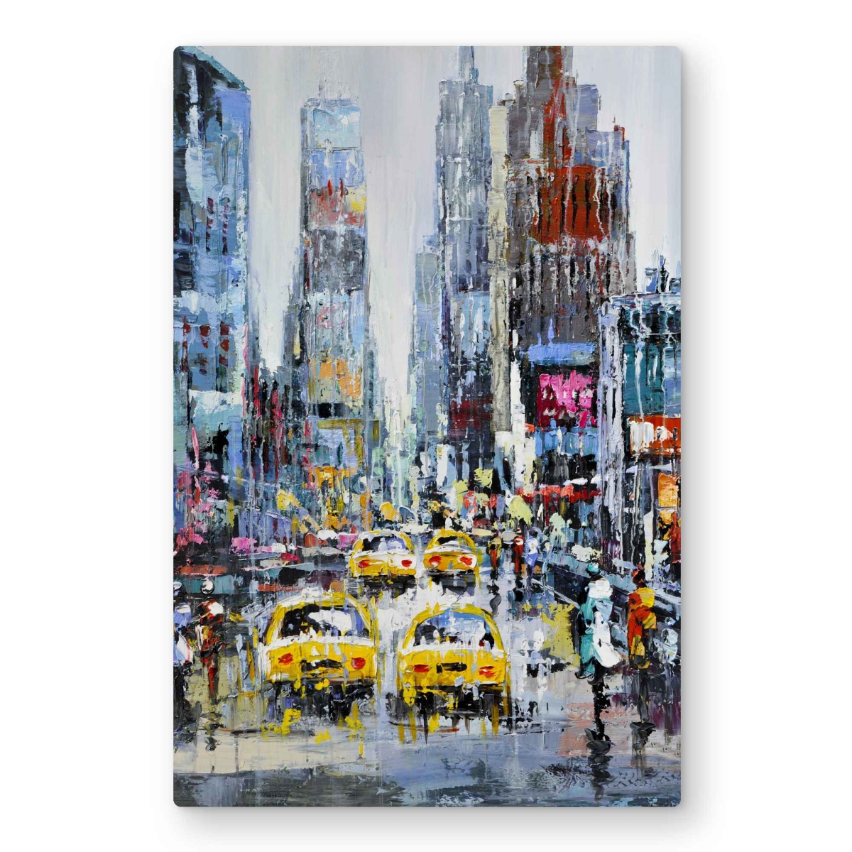 C1MP2030K6LYUU 20 x 30 in. Urban Scene with Yellow Taxis Wall Art - Contemporary Metal Print