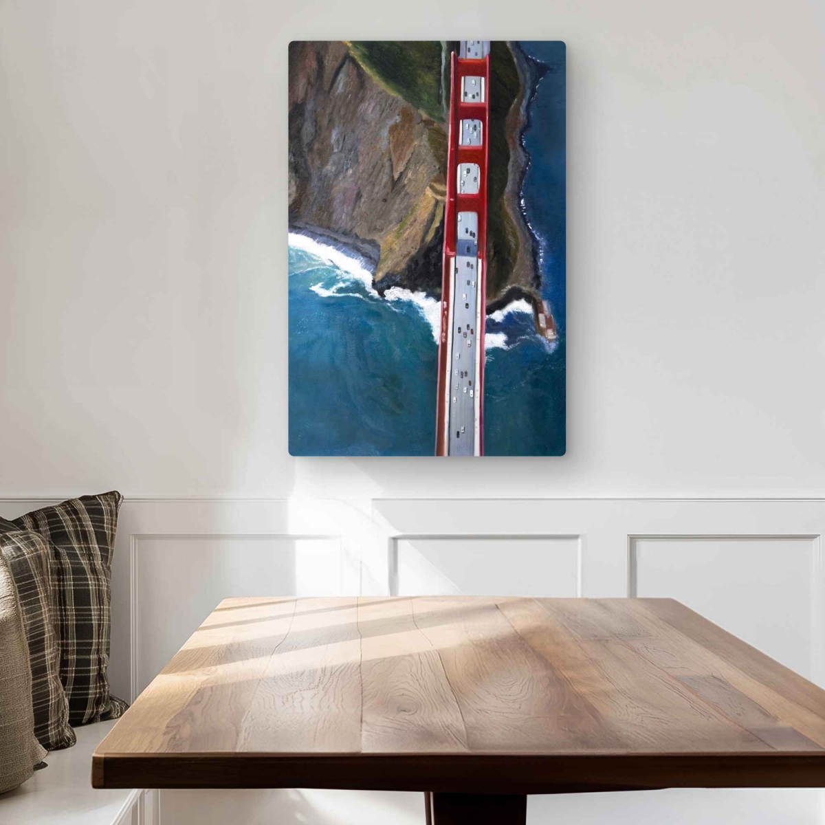 C1MP2030NUPMOQ 20 x 30 in. Gray Places Metal Print Wall Art - Golden Gate Overhead View Decor