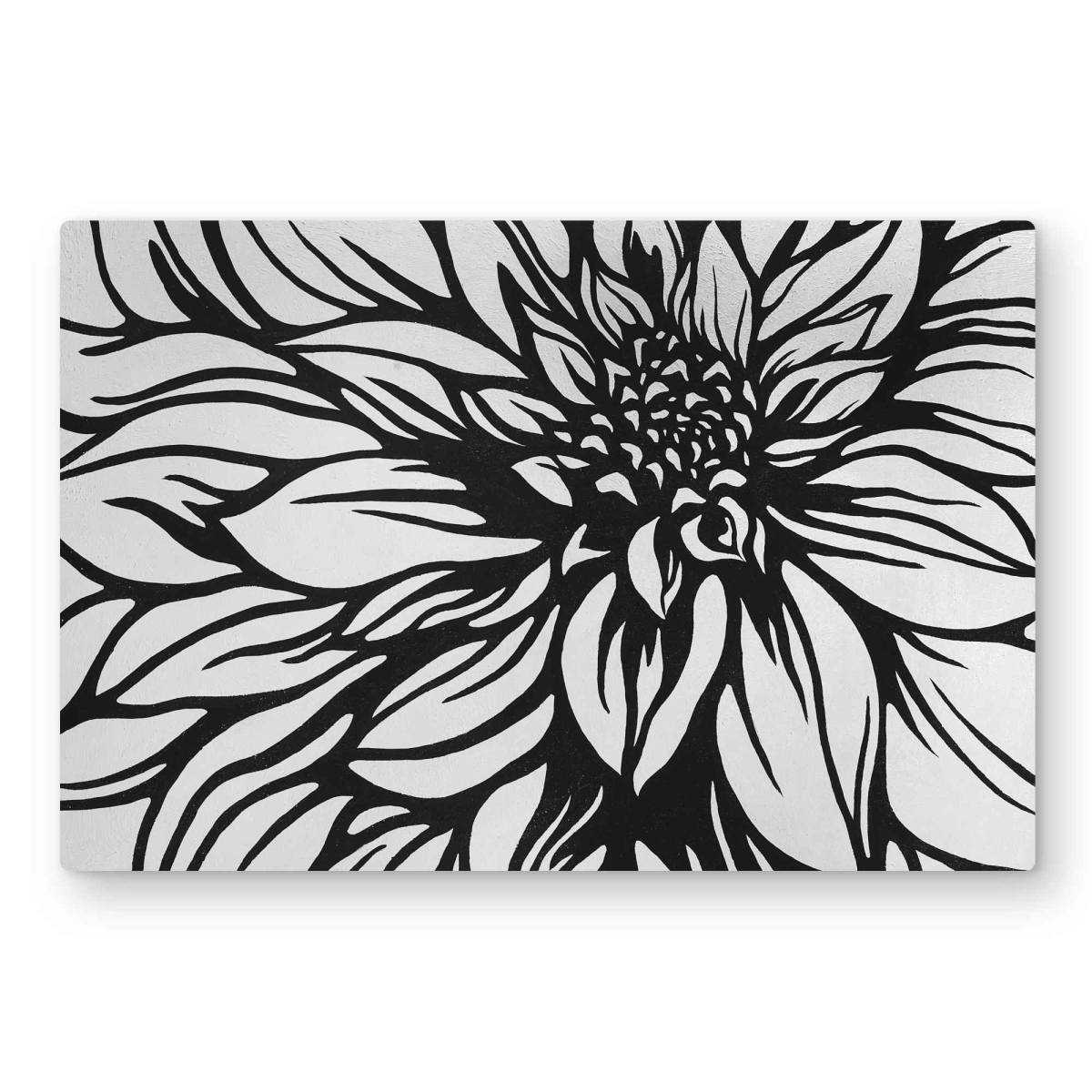 C1MP2030OGMETU 20 x 30 in. Dahlia Flower Outline Style Wall Art - White Floral Metal Print Decor