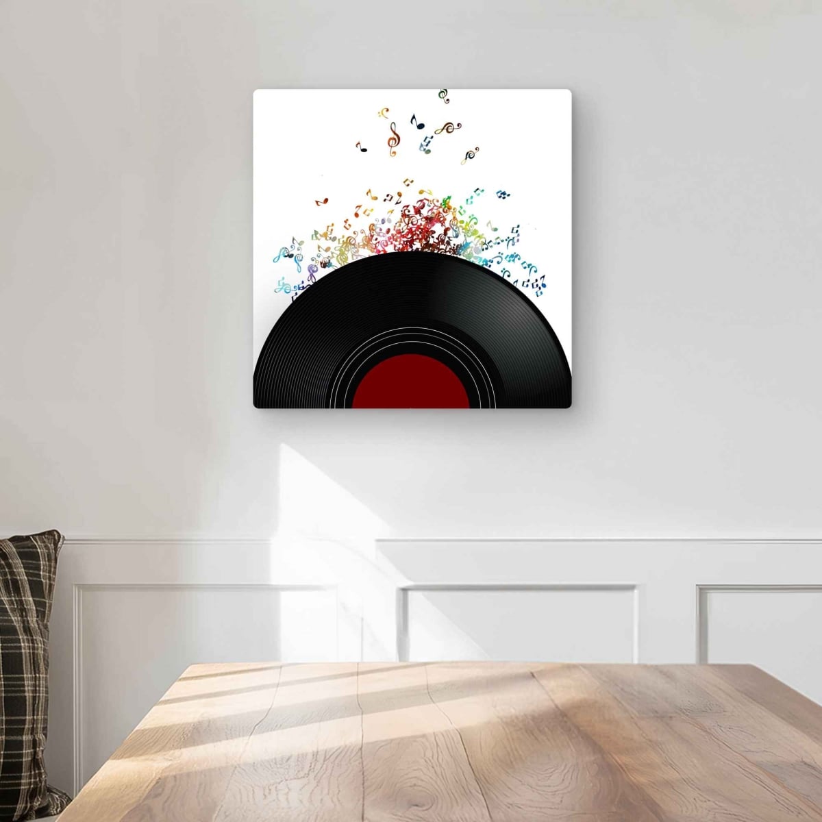 C1MP16167HSRSO 16 x 16 in. Notes Escaping From A Vinyl Record Wall Art - Musical Metal Print