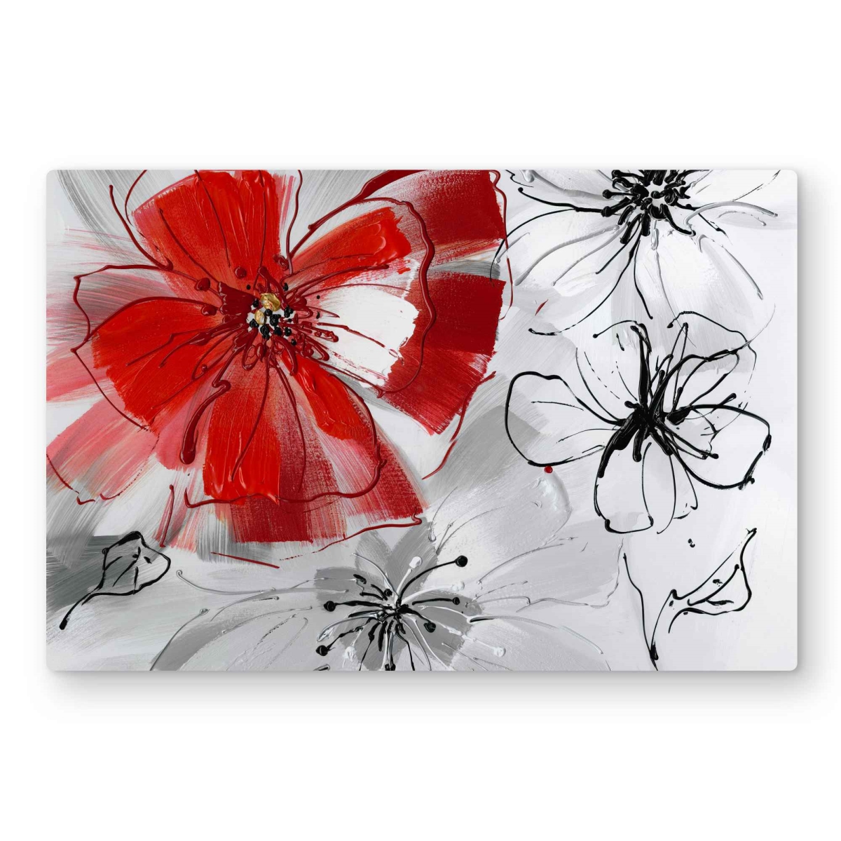 C1MP2030S5O8MZ 20 x 30 in. Red & Gray Flowers - Floral Metal Print Wall Art for Home Decor