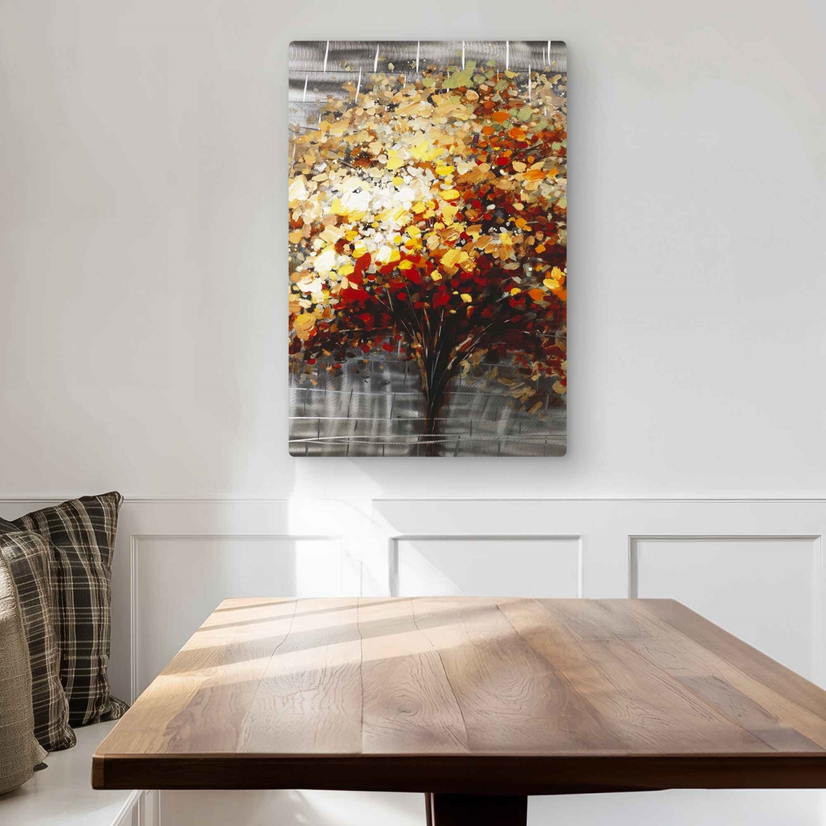 C1MP2030SAV038 20 x 30 in. Abstract Tree by Fall - Orange Metal Print Wall Art for Home Decor