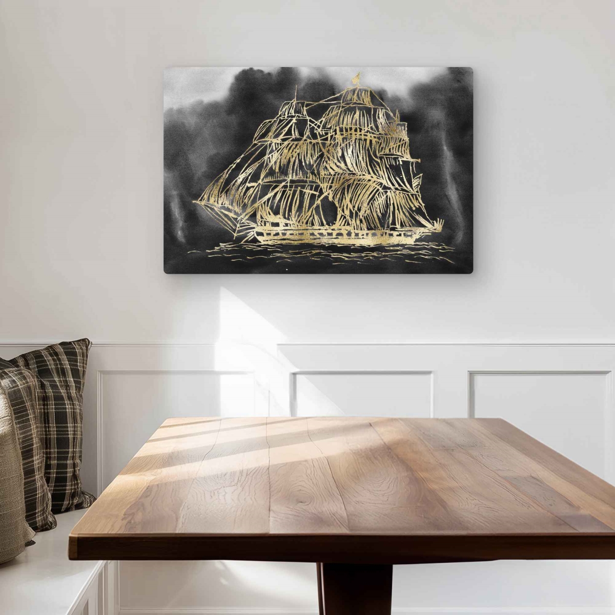 C1MP2030OWDY4I 20 x 30 in. Old Sailing Ship Illustration Wall Art - Boat Bathroom Metal Print