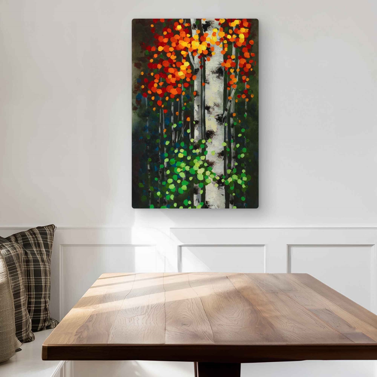 C1MP2030P3YT8D 20 x 30 in. Birch with Two-Tone Leaves Wall Art - Landscapes Green Metal Print