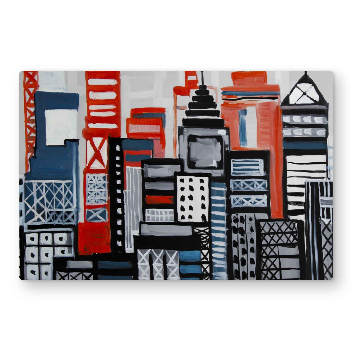 C1MP2030SR6H9Q 20 x 30 in. Geometric Urban Landscape - Blue Metal Print Wall Art for Man Cave