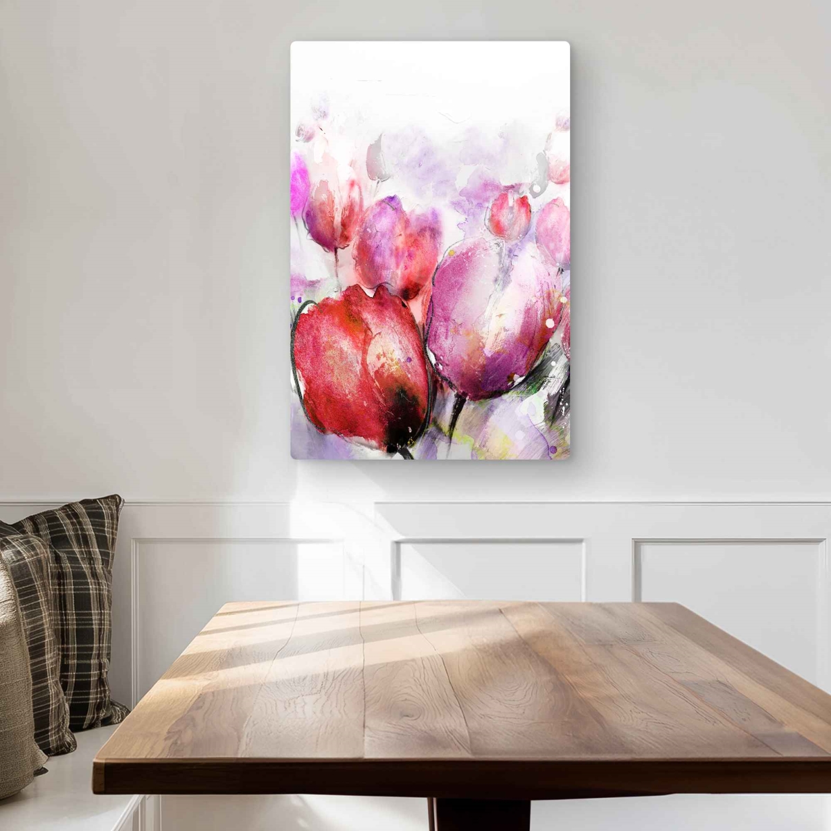 C1MP2030YS4JQA 20 x 30 in. Abstract Blurry Tulips Wall Art - Romantic Office Metal Print Decor