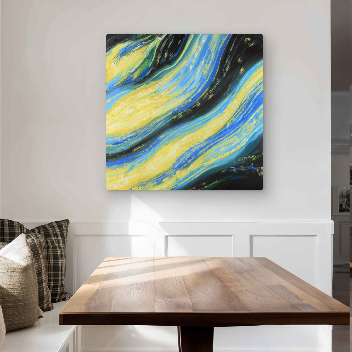 C1MP3232SON4YH 32 x 32 in. Liquid Magic Wave - Abstract Metal Print Wall Art for Living Room