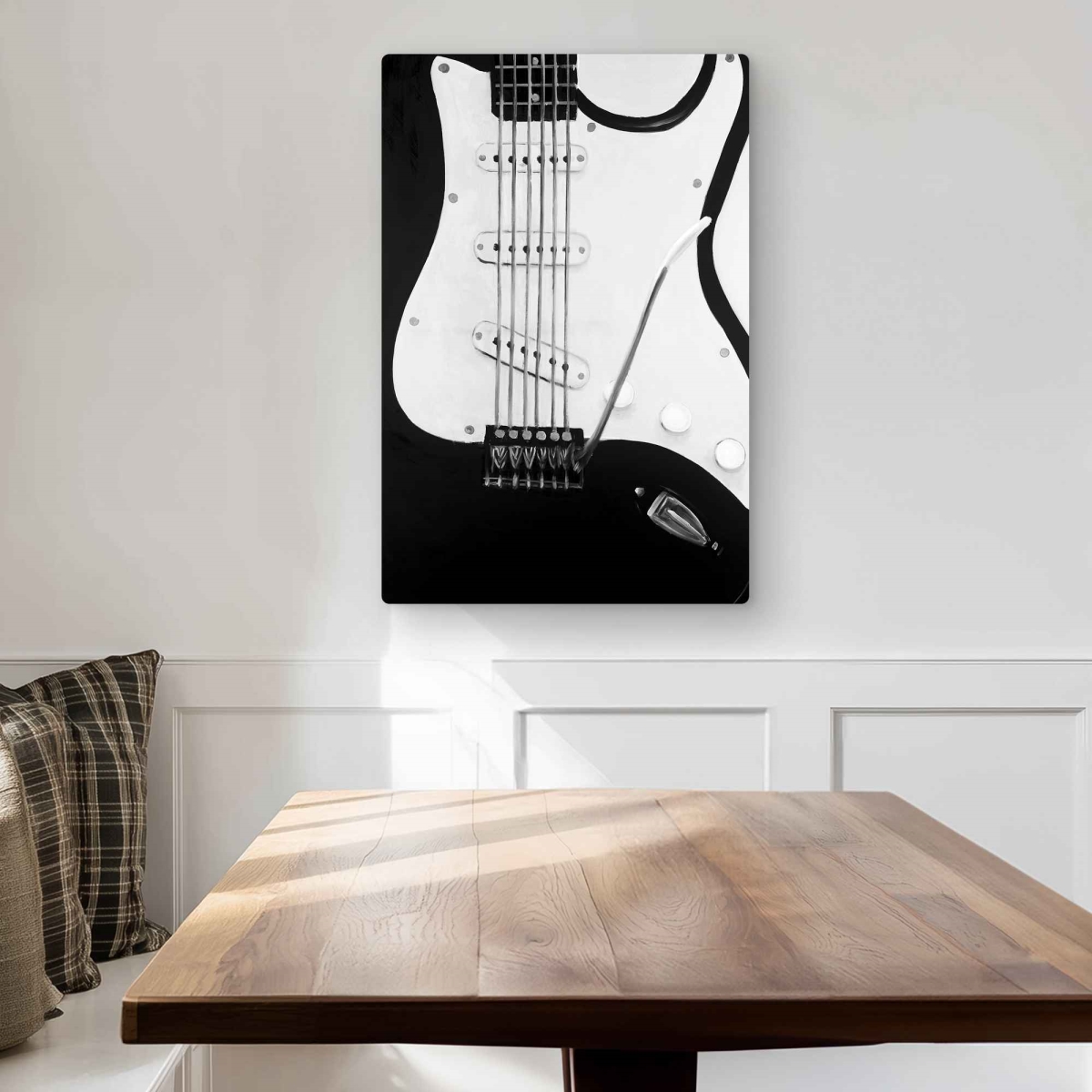 C1MP2030WP2A28 20 x 30 in. Black Electric Guitar Metal Print Wall Art - Bedroom Music Decor