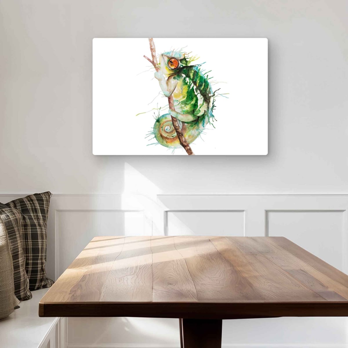 C1MP2030WSLV1G 20 x 30 in. Watercolor Chameleon Wall Art - Bedroom Reptile Metal Print Decor