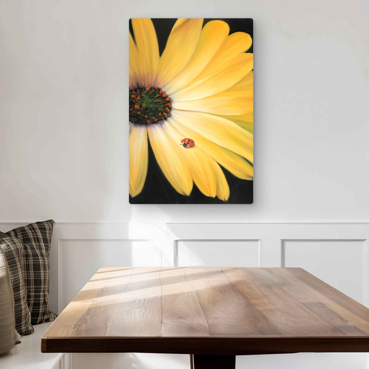 C1MP20301SWM26 20 x 30 in. Yellow Daisy & Ladybug - Metal Print Wall Art for Living Room Decor