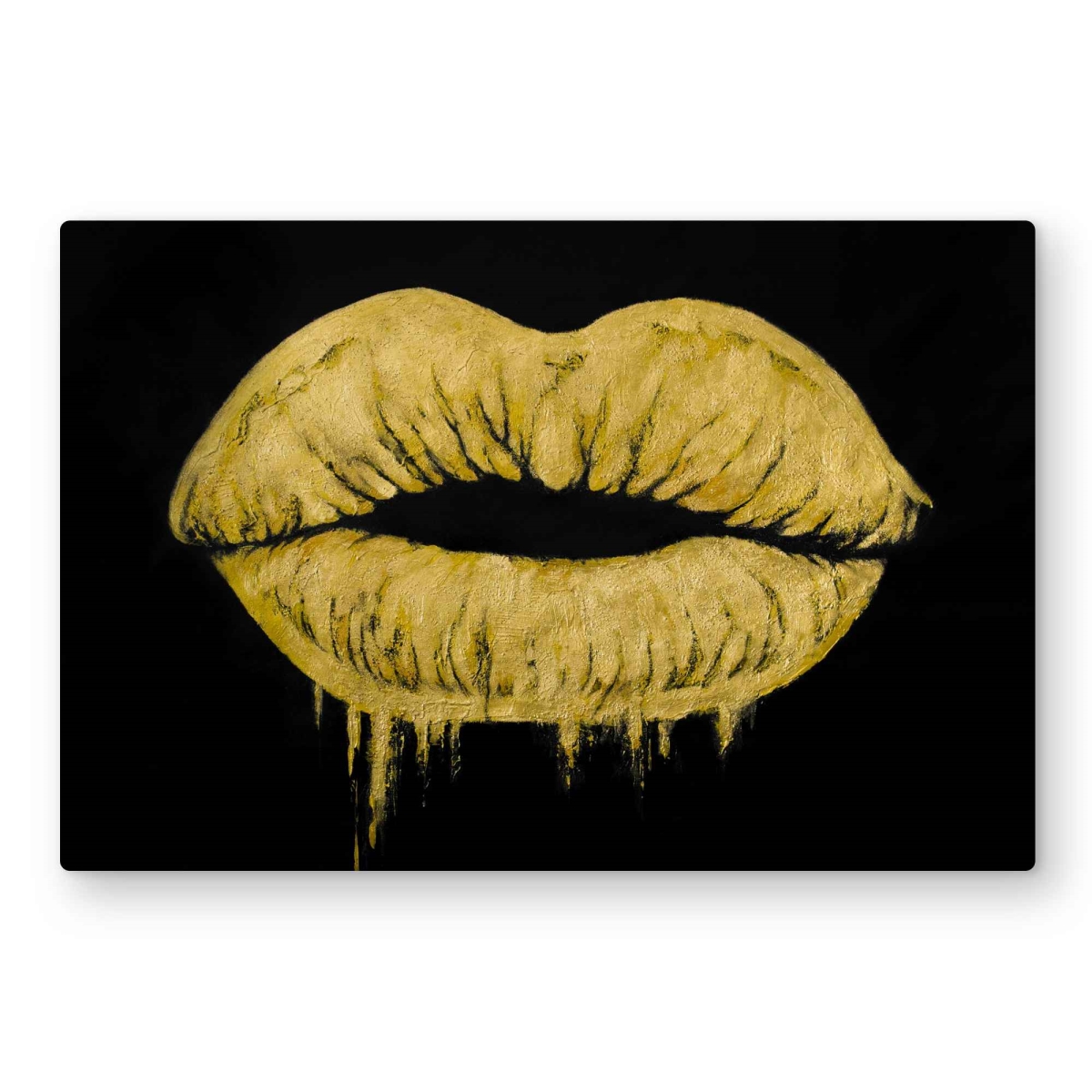 C1MP20302AEGXK 20 x 30 in. Golden Lips - Minimalist Metal Print Wall Art - Chic Art