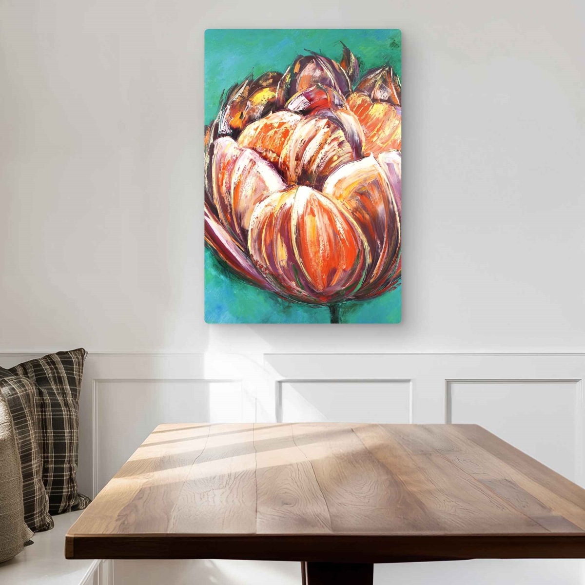 C1MP20300WCZ3R 20 x 30 in. Abstract Double Tulips Flower Wall Art - Contemporary Metal Print