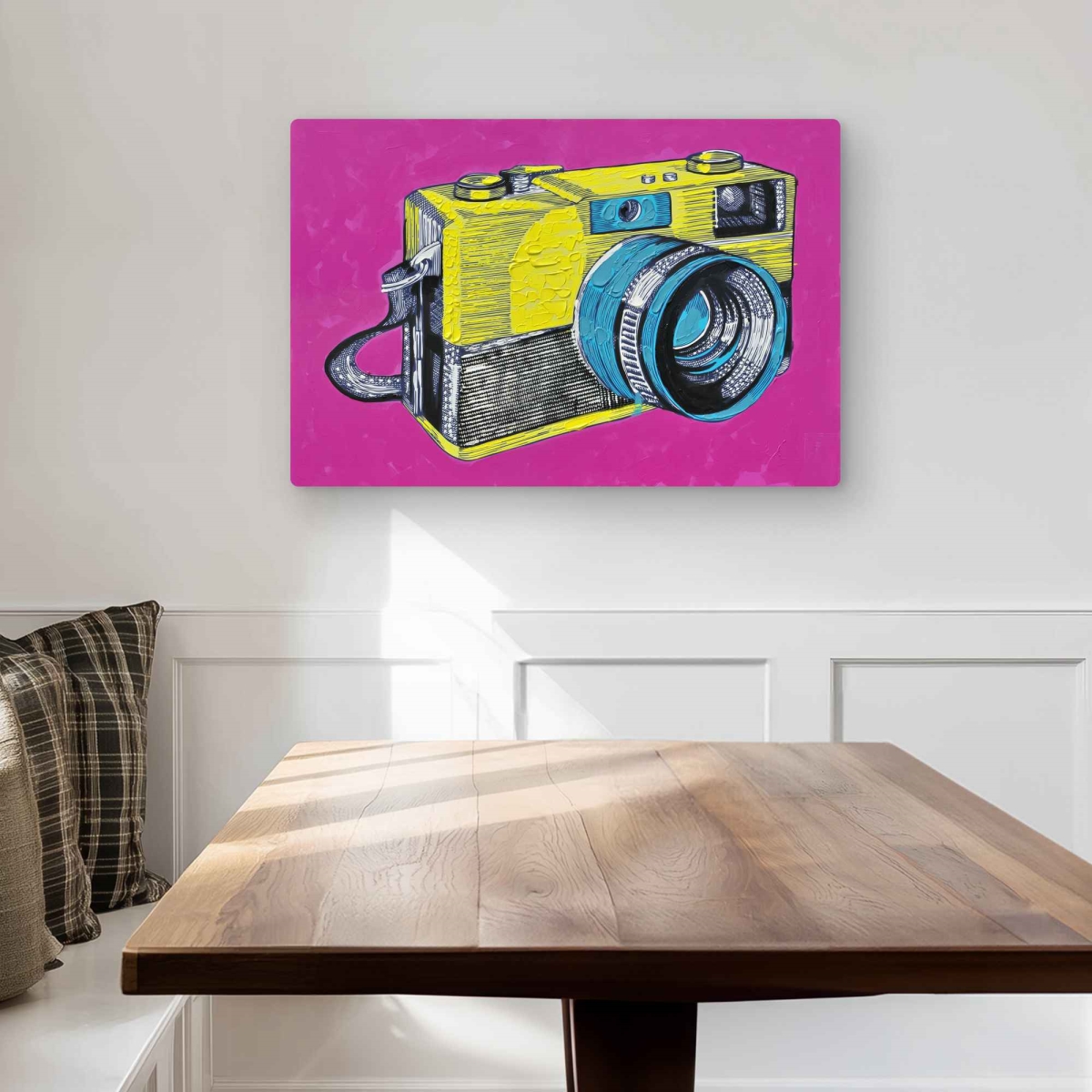 C1MP20304Q0MWT 20 x 30 in. Colorful Retro Camera - Metal Print Wall Art for Home Decor - Hobbies