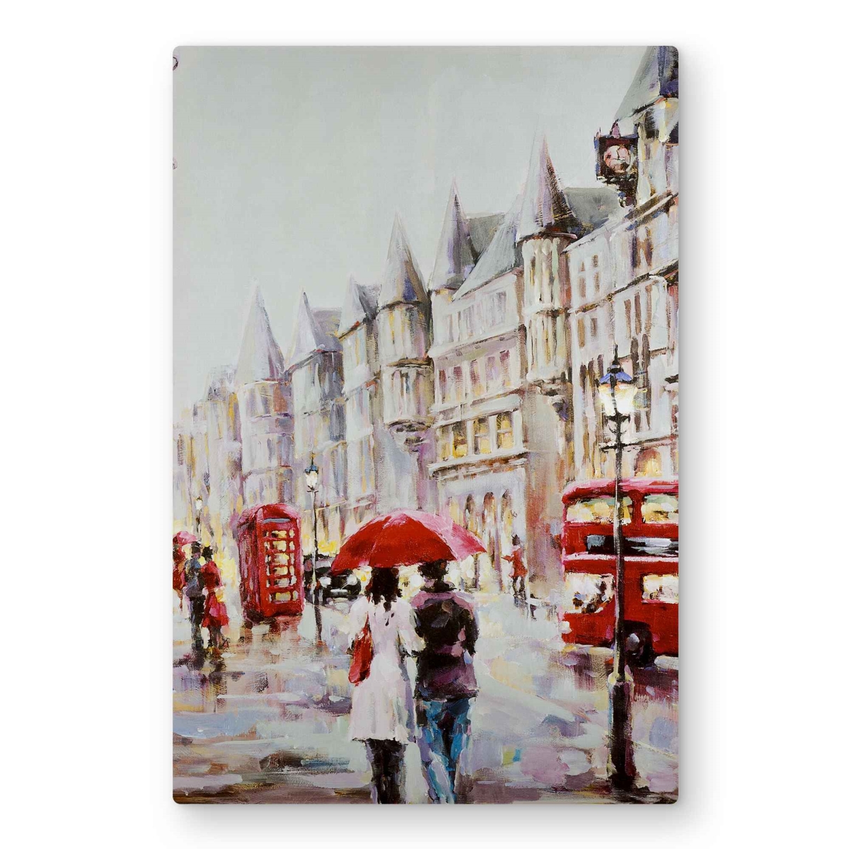C1MP20304RIUS2 20 x 30 in. European Street by A Rainy Day Wall Art - Red Metal Print Decor