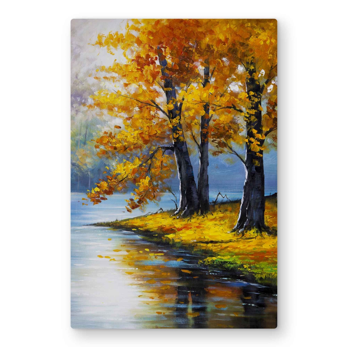 C1MP2030D8TGEE 20 x 30 in. Two Trees by the Lake Wall Art - Office Blue Metal Print