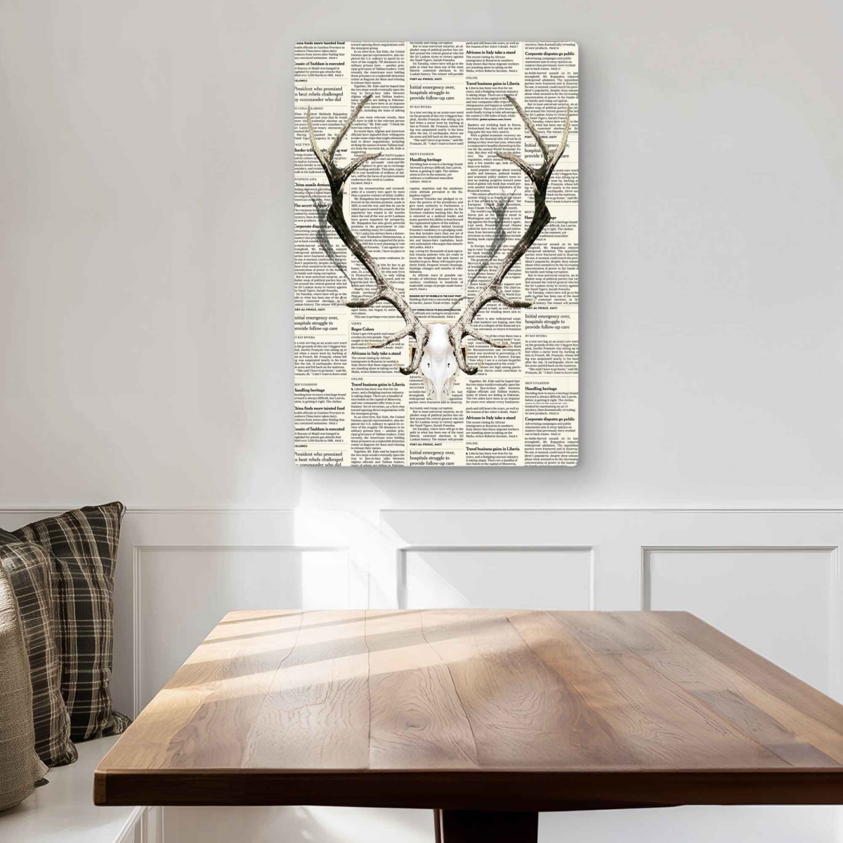C1MP2030DAMQ6V 20 x 30 in. Deer Horns On Sapper - Rustic Metal Print Wall Art for Home Decor