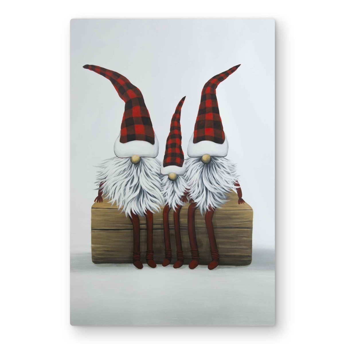 C1MP2030DCVWC7 20 x 30 in. Three Christmas Gnomes - Metal Print Wall Art for Living Room Decor