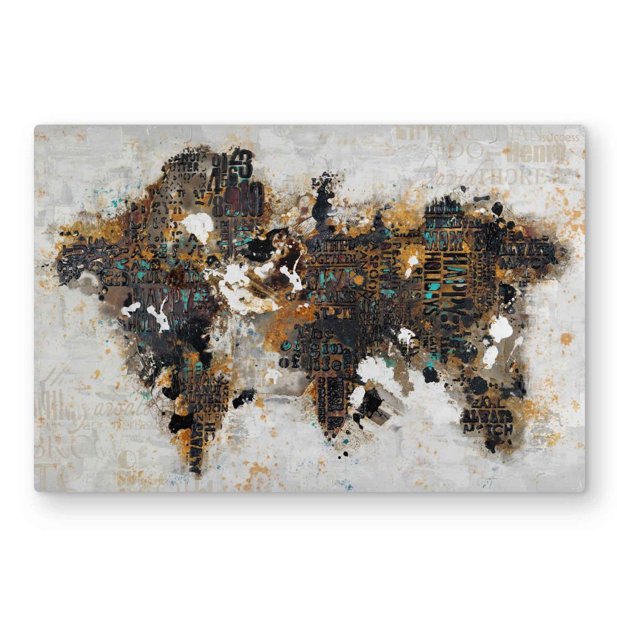C1MP20309ZUWZE 20 x 30 in. Abstract World Map with Typography Wall Art - Modern Metal Print