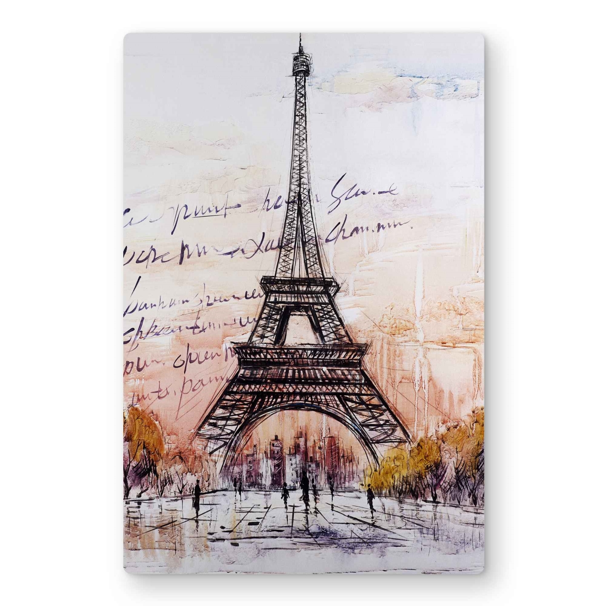 C1MP1218VB15L2 12 x 18 in. Eiffel Tower Sketch Wall Art - Handwritten Message Metal Print Decor