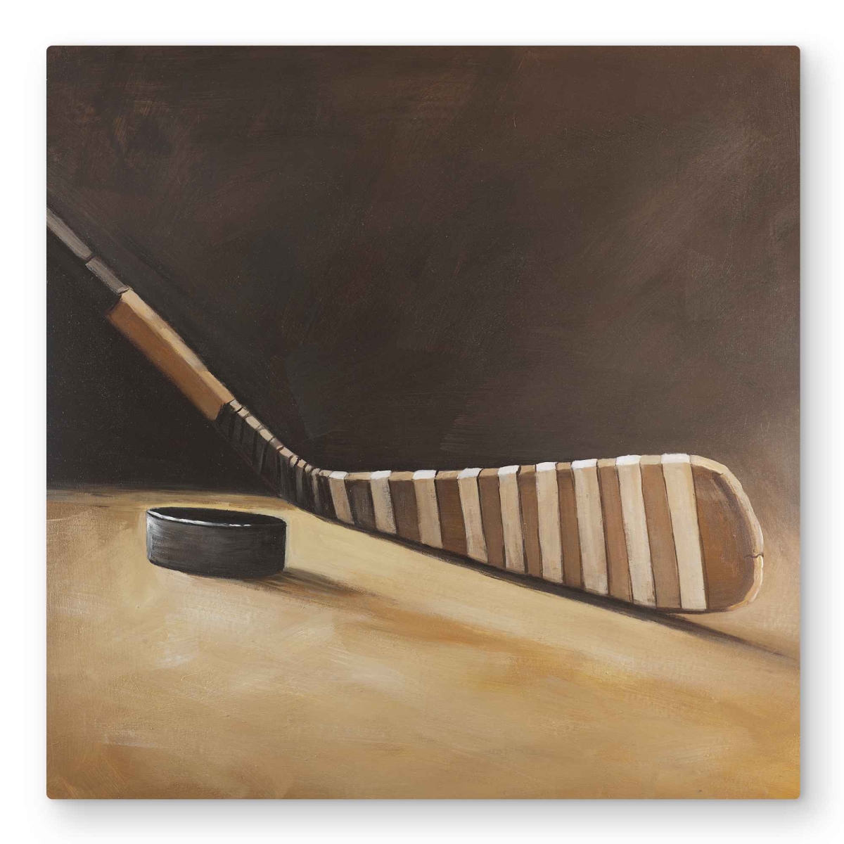 C1MP32321F3AZQ 32 x 32 in. Stick & Hockey Puck Wall Art - Seasons Man Cave Metal Print Decor