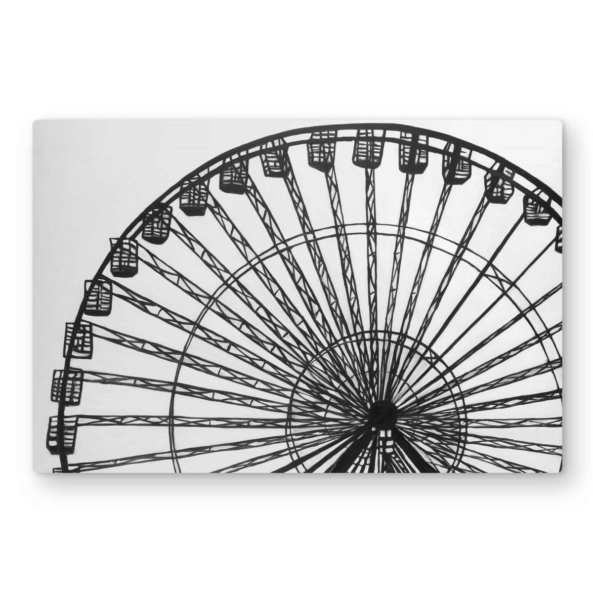 C1MP2030A8LV5S 20 x 30 in. Monochrome Ferris Wheel - Metal Print Wall Art for Living Room Decor