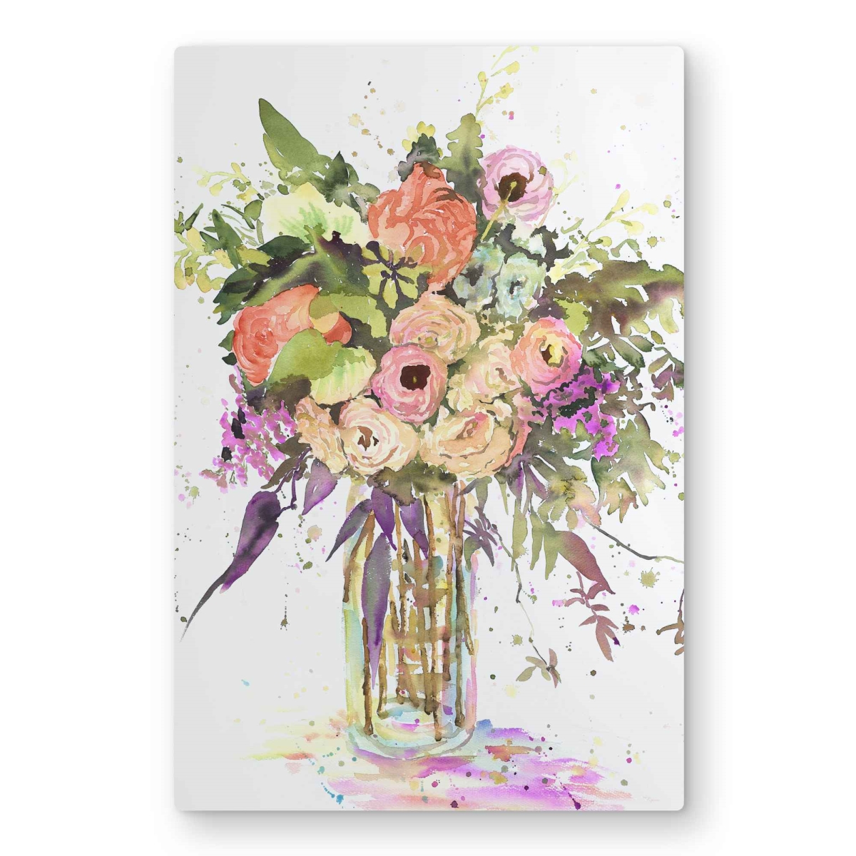 C1MP2030AI62WW 20 x 30 in. Romantic Bouquet - Purple Floral Metal Print Wall Art for Home Decor