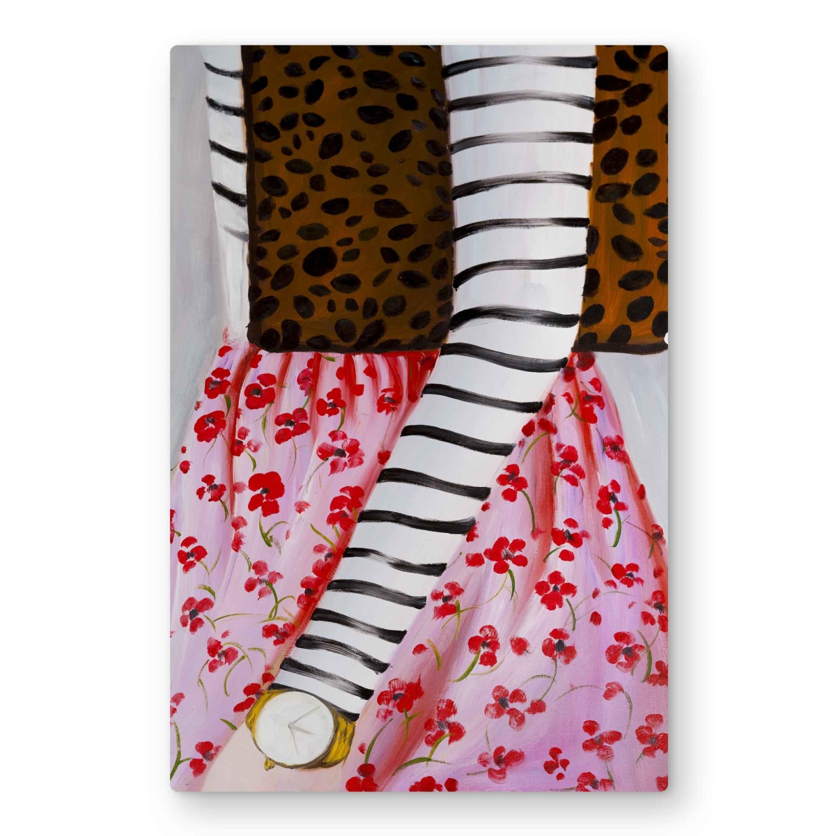 C1MP2030AP3B8A 20 x 30 in. Fashionable Woman with Leopard Bag Wall Art - Brown Object Metal Print