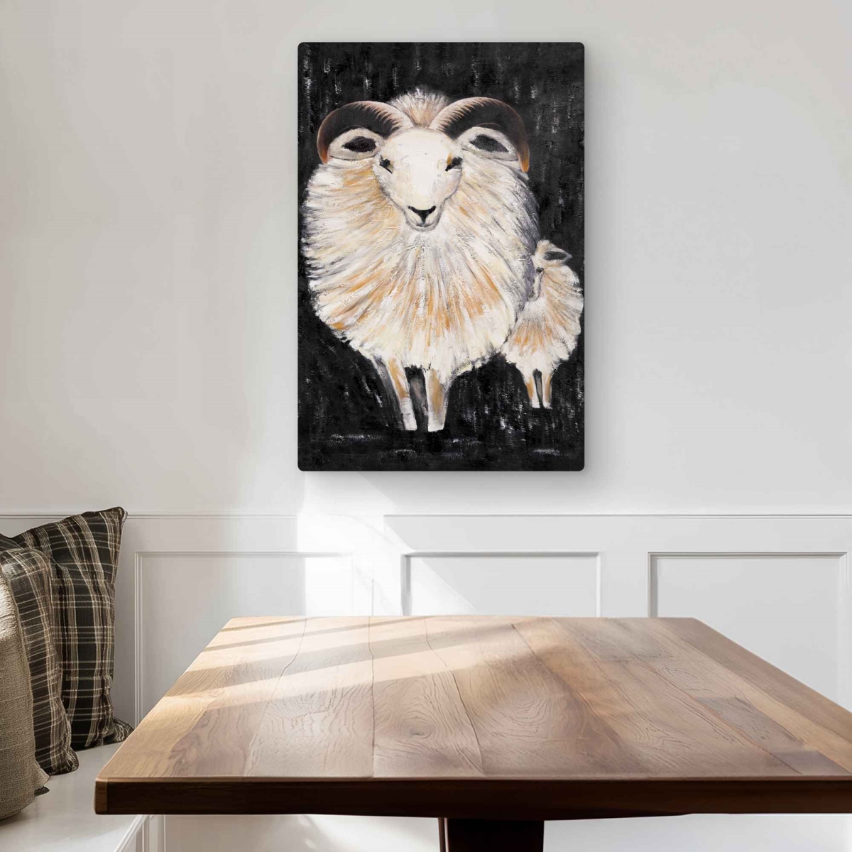 C1MP2030DFRWH2 20 x 30 in. Two Bushy Ram - Farm Animals Metal Print Decor Wall Art - Living Room