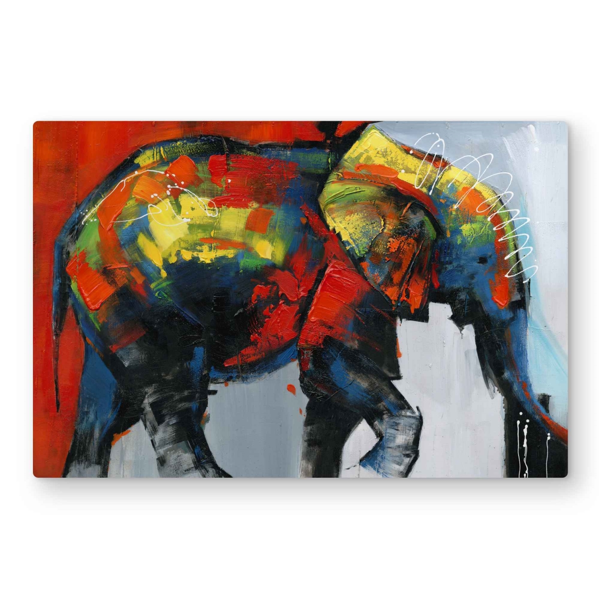C1MP2030HCOE0J 20 x 30 in. Abstract Colorful Elephant In Motion Metal Print Wall Art - Decor