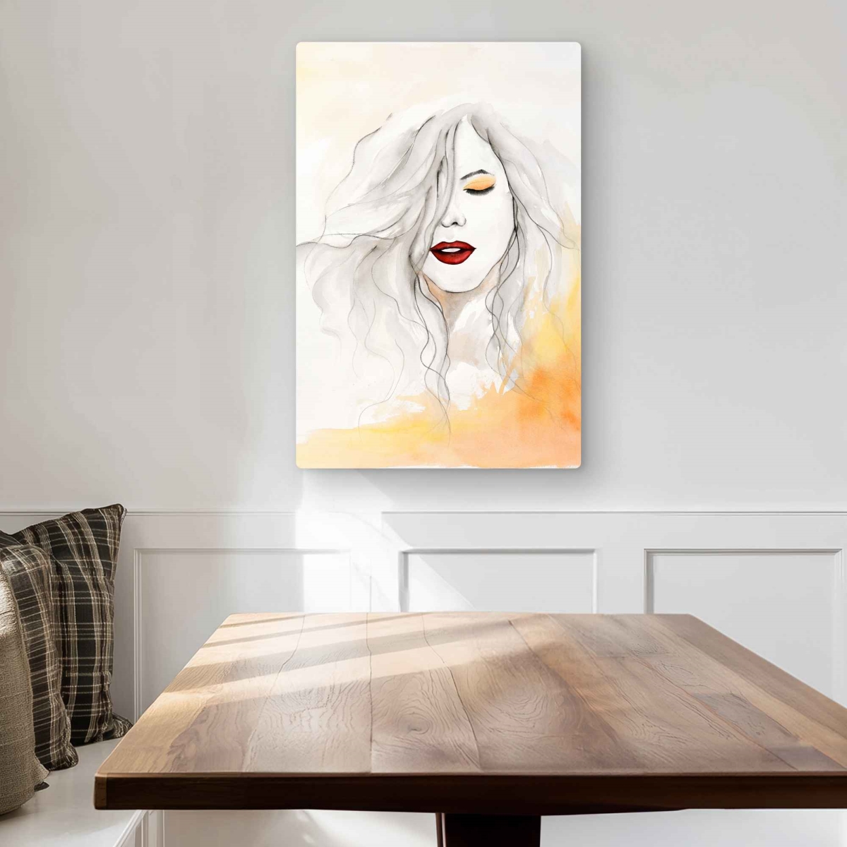 C1MP2030HCSP1T 20 x 30 in. Woman with Red Lips - Romantic Metal Print Wall Art for Home Decor