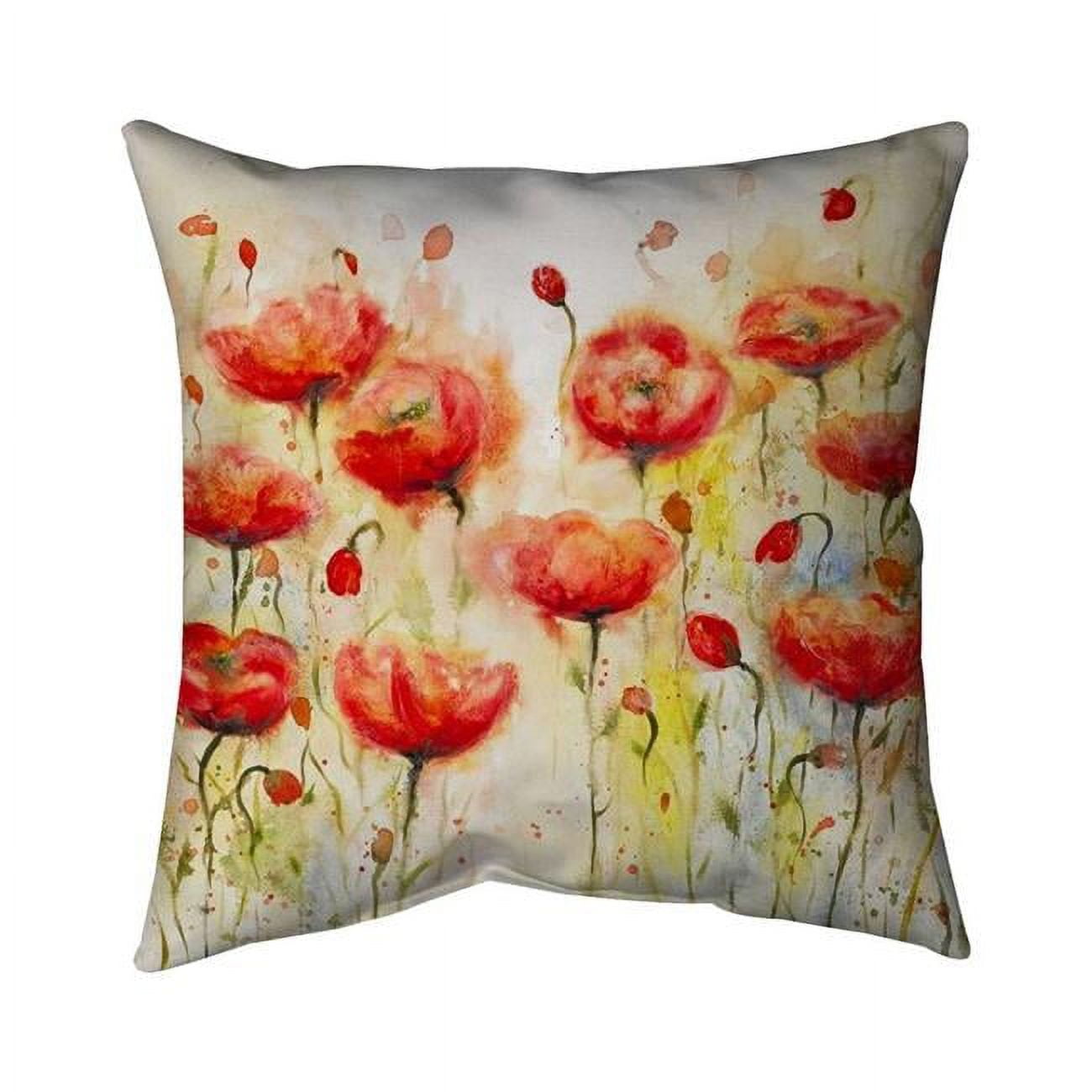 18 x 18 in. Red Flowers Garden-Double Sided Print Indoor Pillow