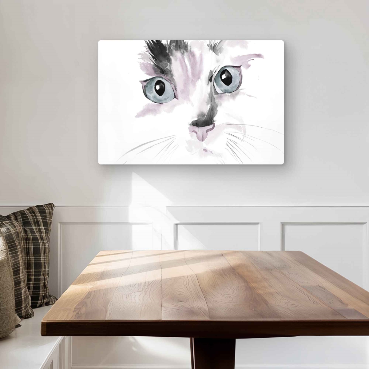 C1MP2030HZ5R2F 20 x 30 in. Close-Up Cat Watercolor Pink Reflection Metal Print Wall Art - Kids Art
