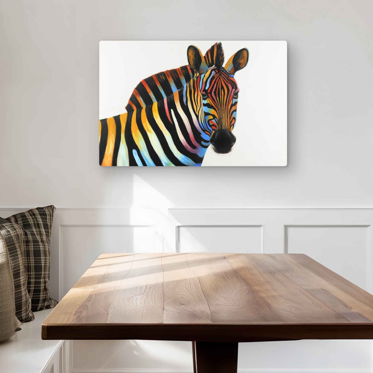 C1MP2030JVZYS1 20 x 30 in. Colorful Profile View of A Zebra Wall Art - Orange Metal Print Decor