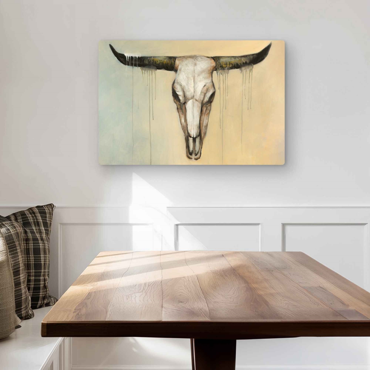 C1MP2030N3Y1YY 20 x 30 in. Bull Skull - Rustic Metal Print Wall Art for Farm Animal Home Decor