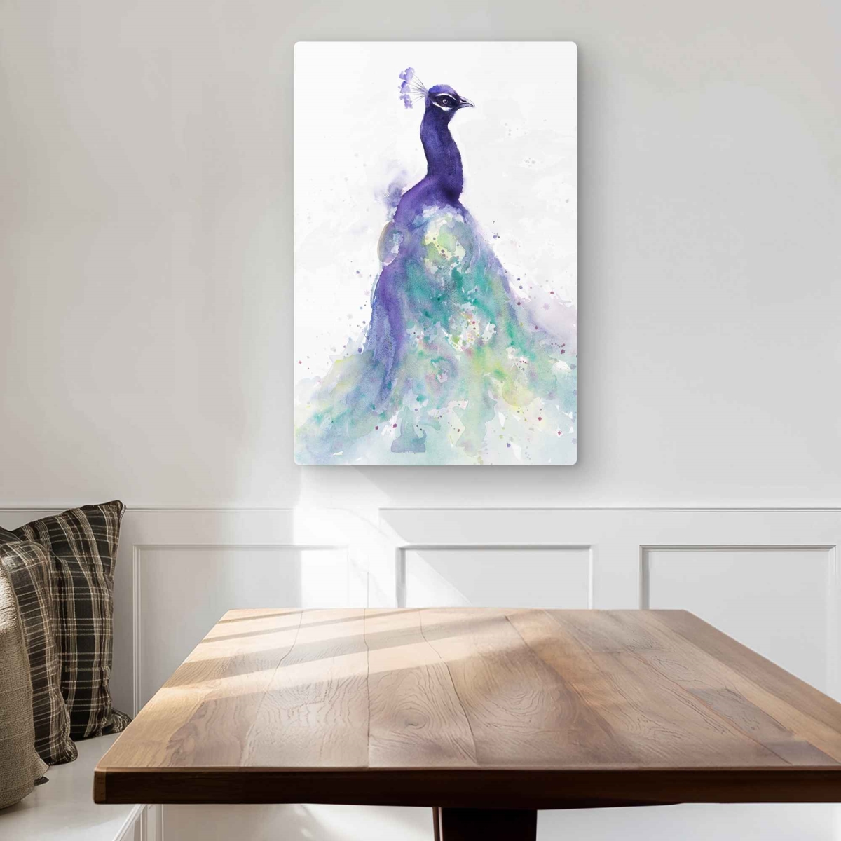 C1MP2030NDVEGR 20 x 30 in. Abstract Peacock In Watercolor Wall Art - Romantic Metal Print Decor