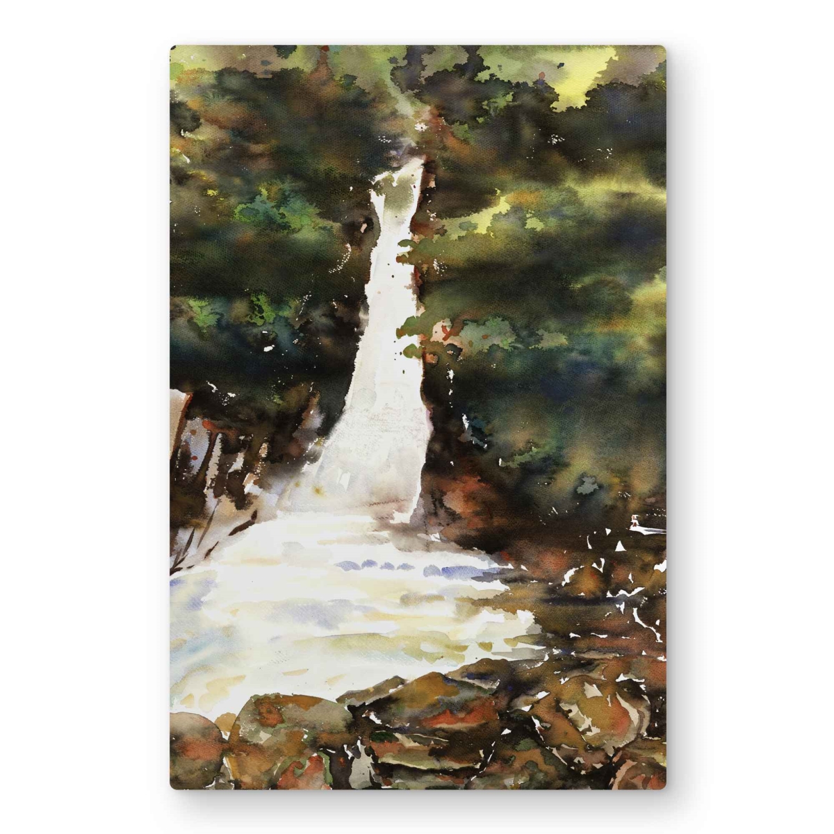 C1MP2030NNNVDY 20 x 30 in. Watercolor Waterfalls - Trees Illustrative Metal Print Wall Art