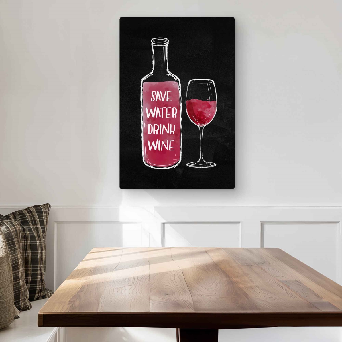 C1MP2030R6J7GL 20 x 30 in. Save Water Drink Wine - Man Cave Metal Print Wall Art for Home Decor