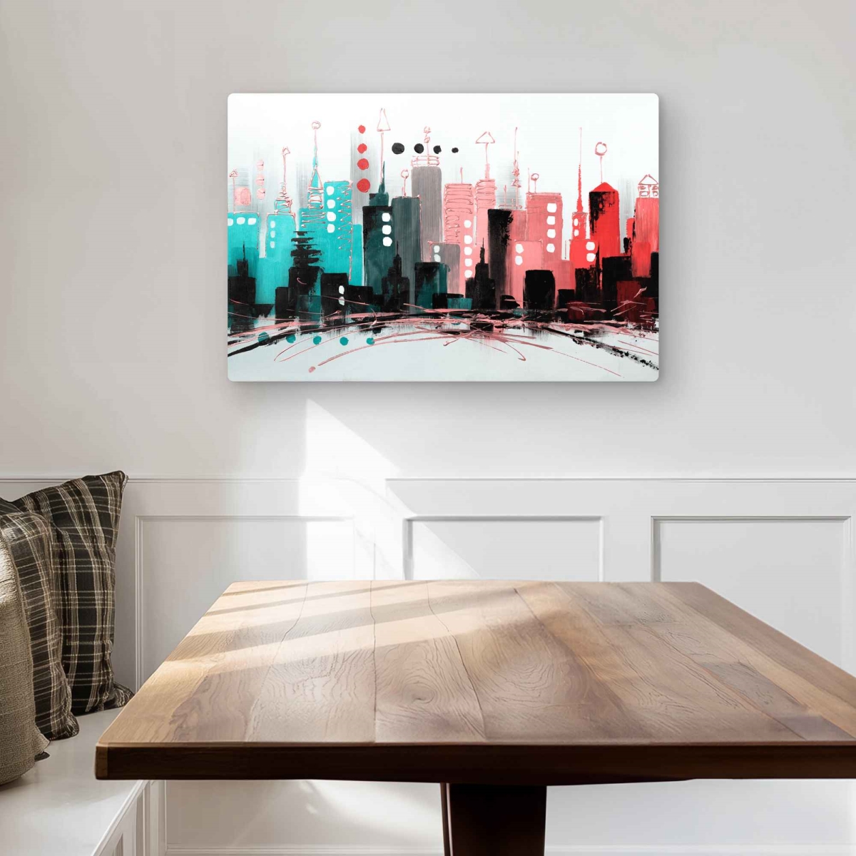 C1MP2030NLC0ZF 20 x 30 in. Cityscape with Rose Gold Colors Wall Art - Contemporary Metal Print