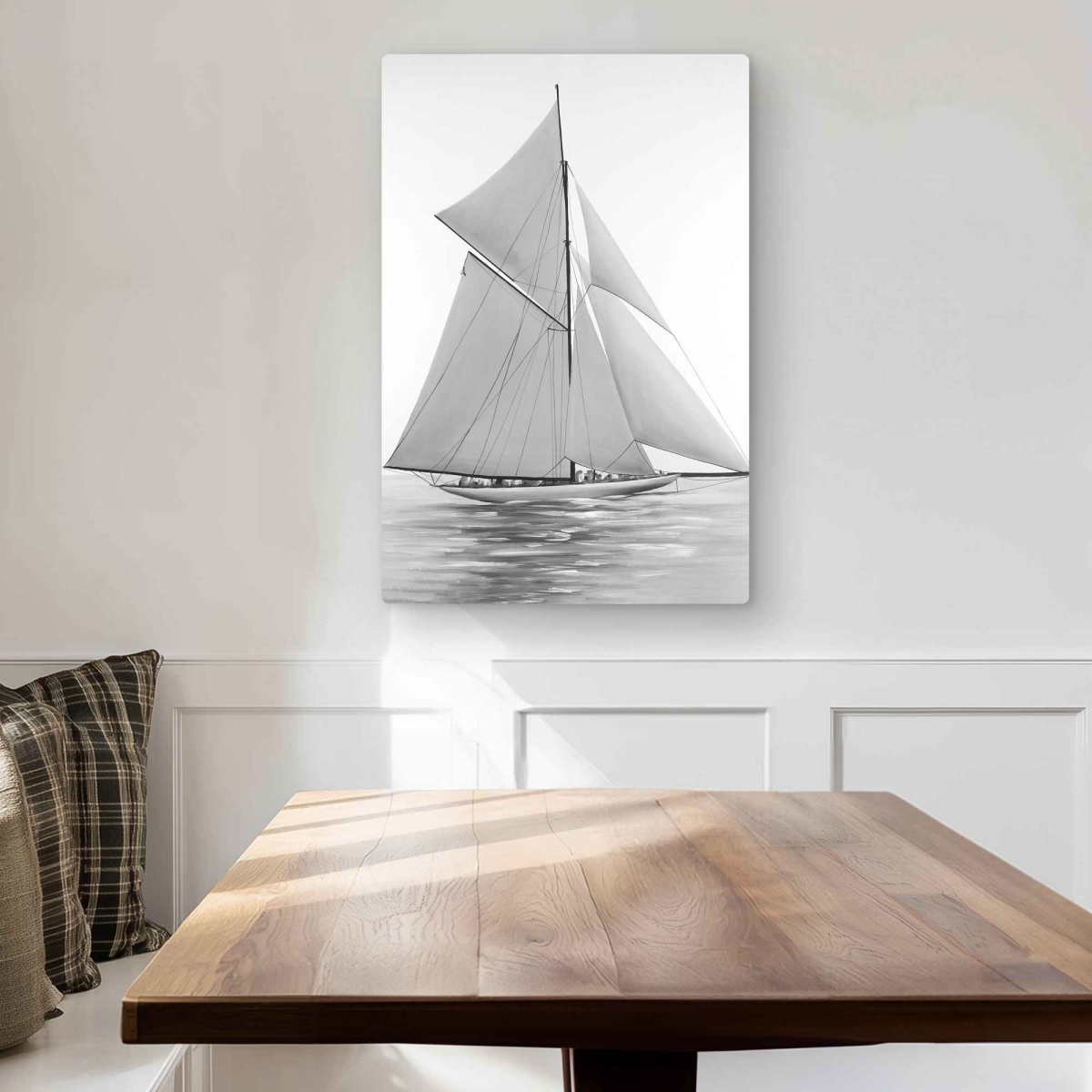 C1MP2030NQ0B7P 20 x 30 in. Sailing Ship Wall Art - Waves Black & White Metal Print
