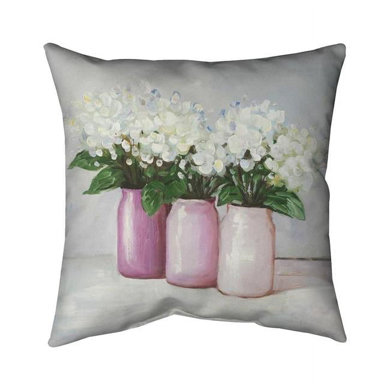 18 x 18 in. Hydrangea Flowers In Pink Vases-Double Sided Print Indoor Pillow