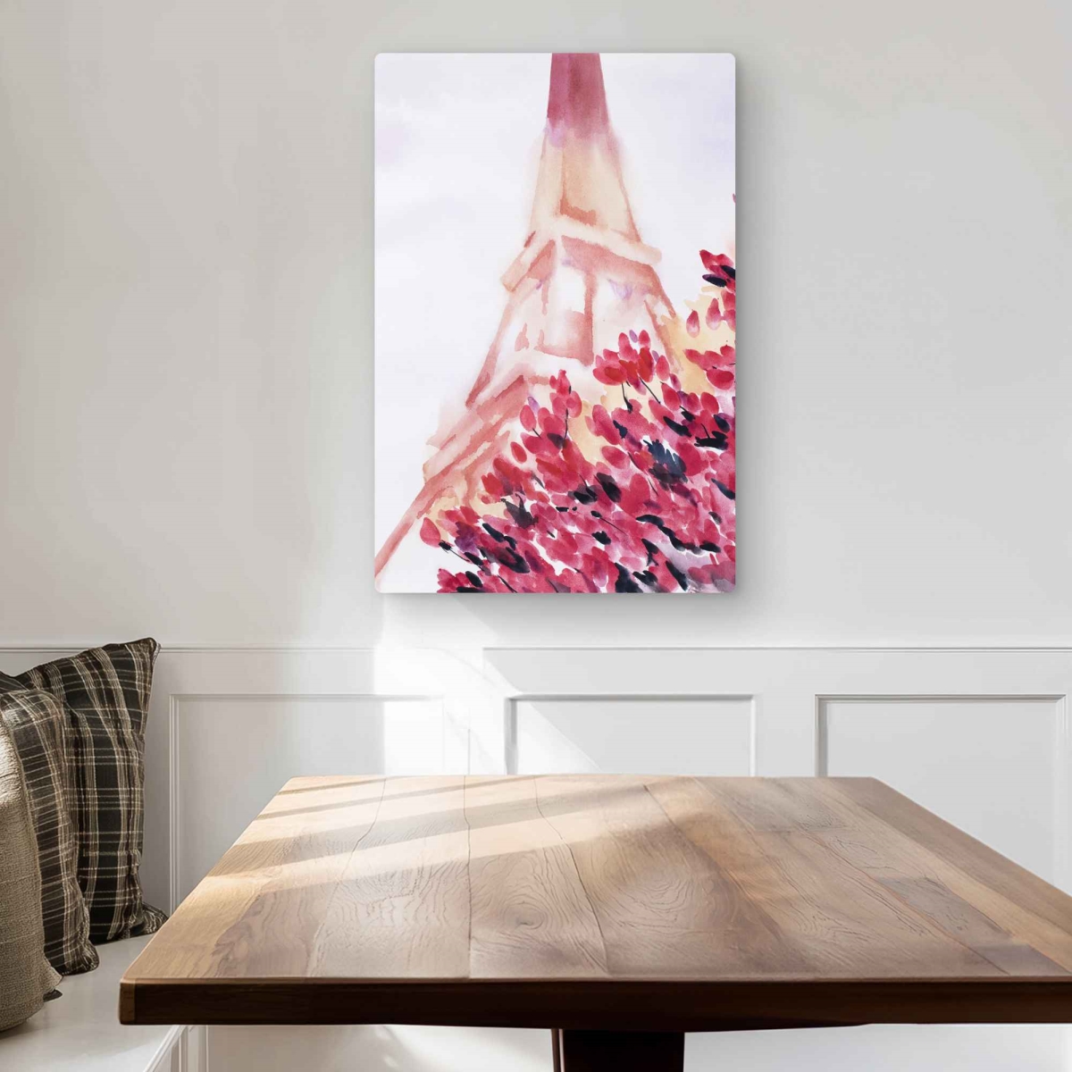 C1MP2030RT4E04 20 x 30 in. Pink Eiffel Tower Wall Art - Flowers Places Metal Print