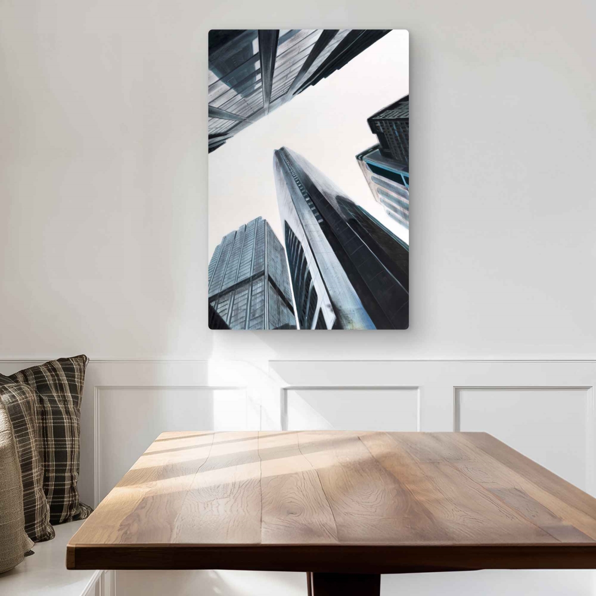 C1MP2030O8WWU0 20 x 30 in. Perspective View of Skyscraper Wall Art - Gray Contemporary Metal Print