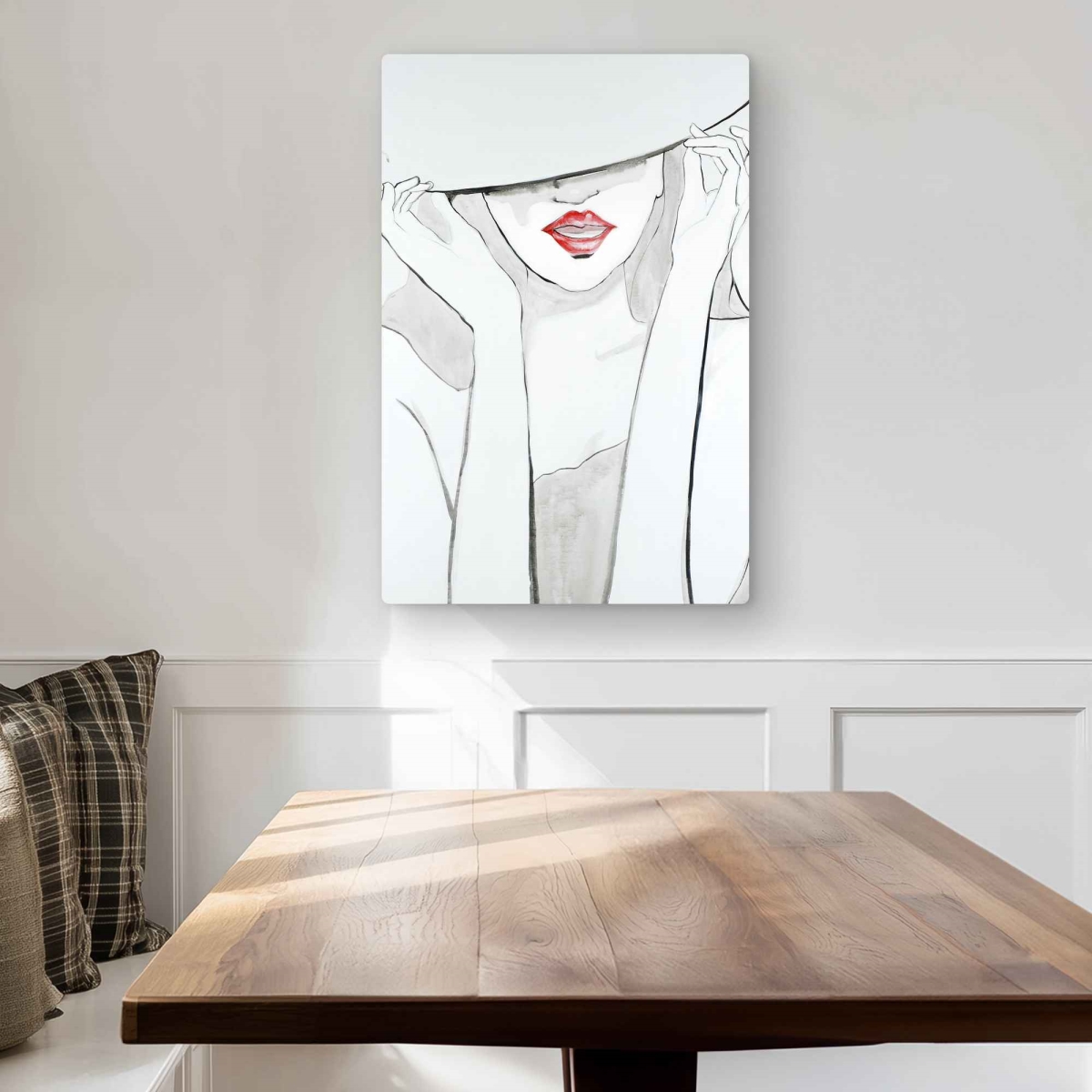 C1MP2030OBKS8Q 20 x 30 in. Woman with Big Hat - Fashion Illustrative Metal Print Wall Art