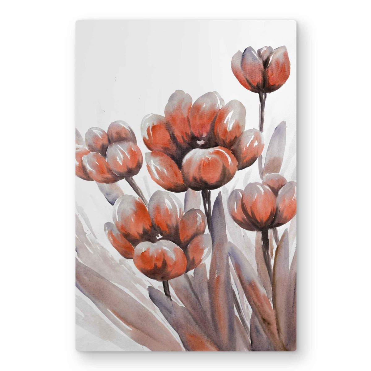 C1MP2030RSAO3N 20 x 30 in. Watercolor Red Flowers Wall Art - Botanical Bedroom Metal Print Decor