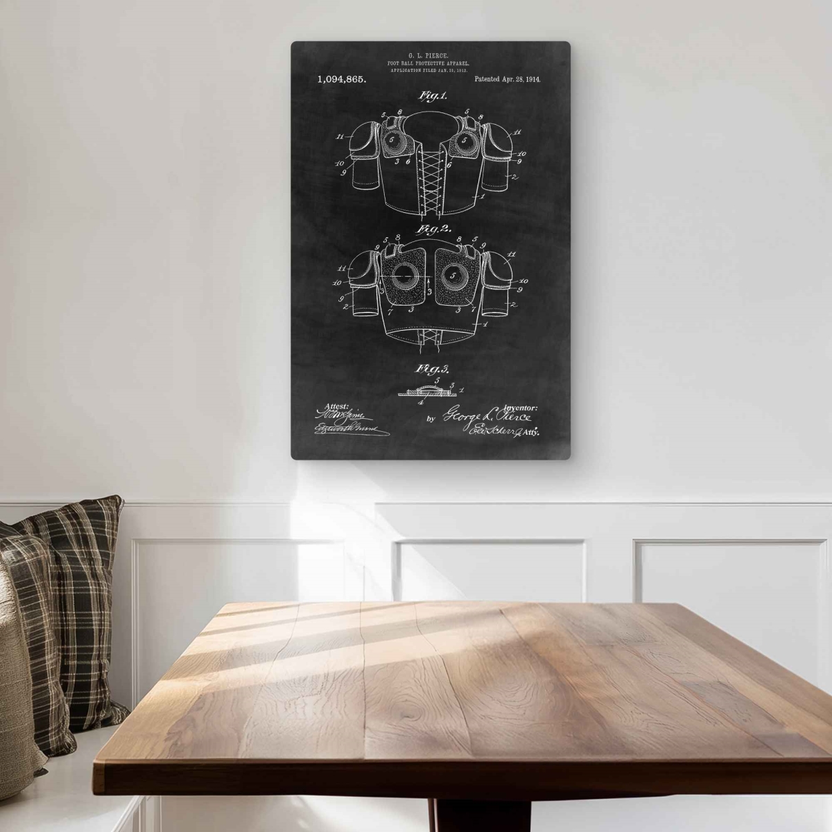 C1MP2030X35MZB 20 x 30 in. Football Protective Apparel Plan Wall Art - Vintage Metal Print Decor
