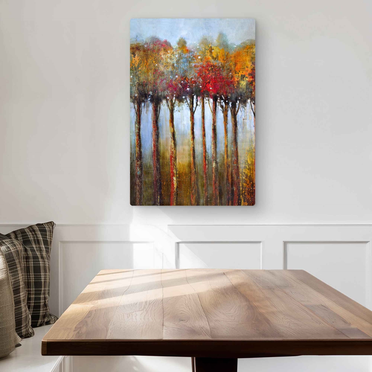 C1MP2030Y6AWT7 20 x 30 in. Colorful Leaves Trees Wall Art - Red Landscapes Metal Print