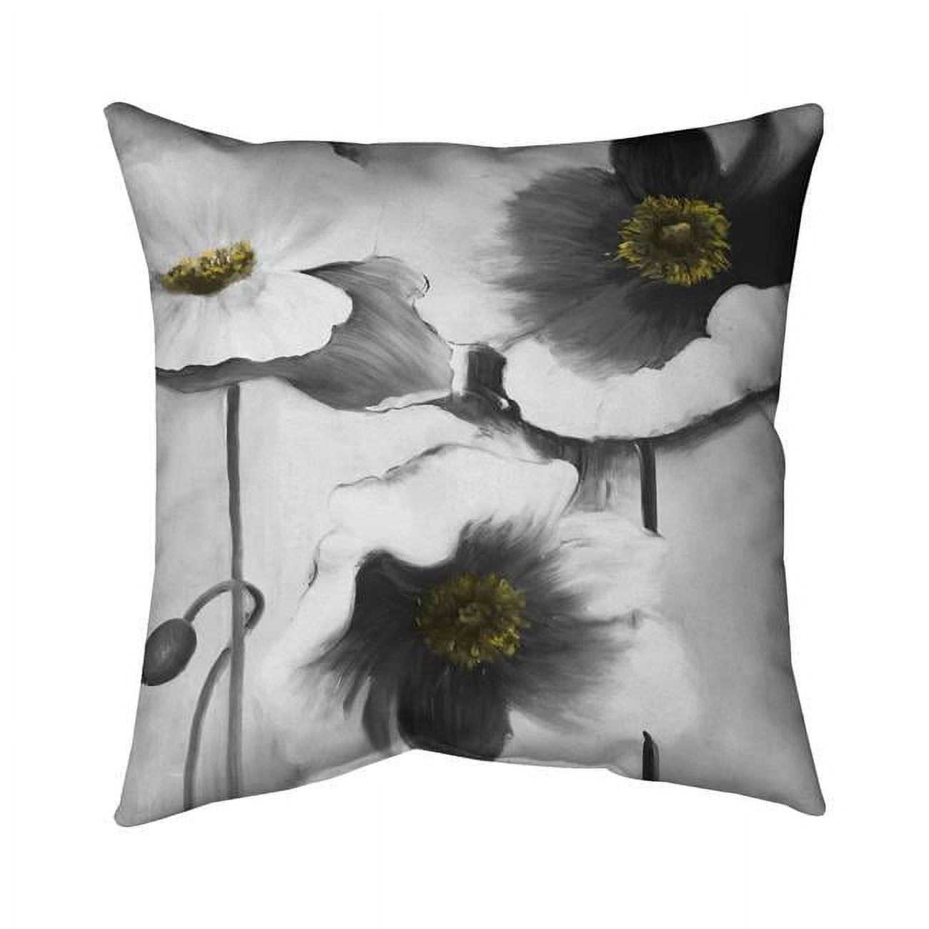 18 x 18 in. Black & White Flowers-Double Sided Print Indoor Pillow